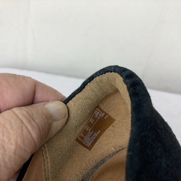 Clarks Womens Sz 9.5 Black Leather Suede Chunky Block Heel Pumps Shoes - Picture 4 of 6